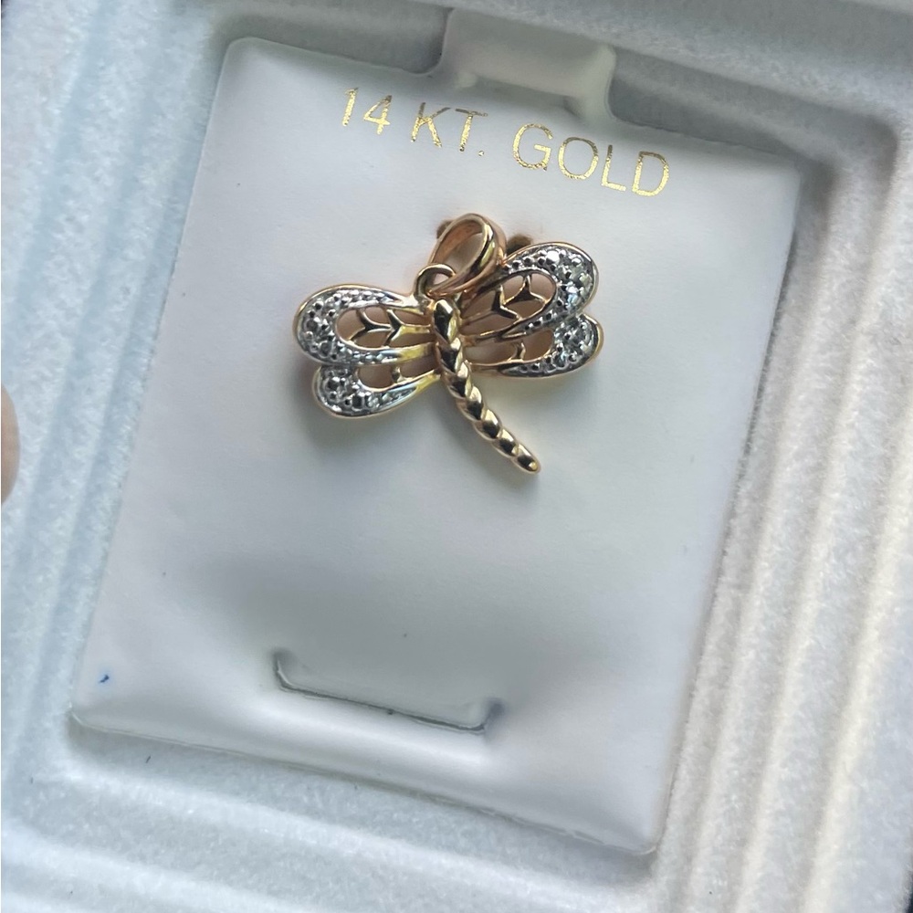 Elegant Gold and Silver Dragonfly Charm